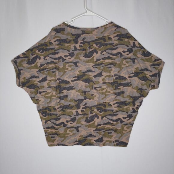 Michael Stars Top Womens Small Soft Brushed Camouflage Short Dolman Sleeve - Picture 2 of 7